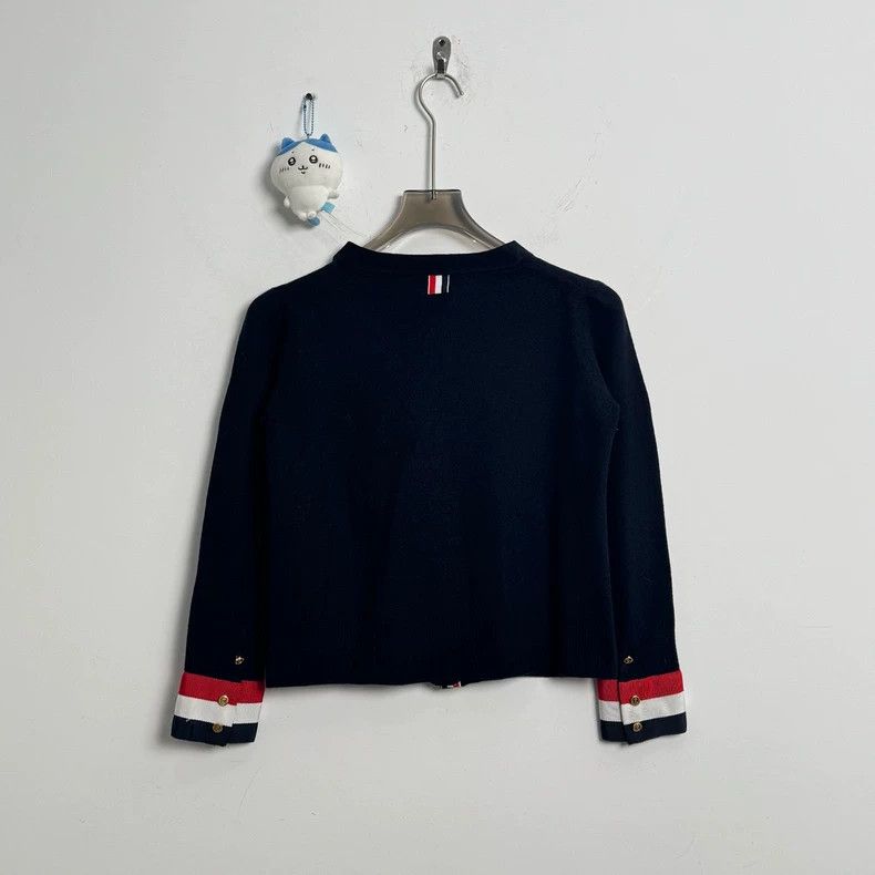 Thom Browne Thom Browne Navy Cardigan with Logo Stripes-dmc Size US XL / EU 56 / 4 - 2 Thumbnail