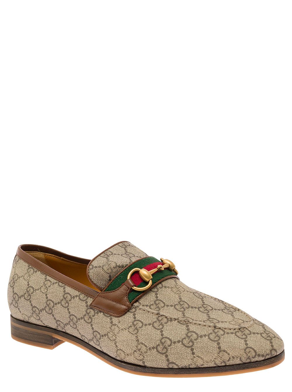 Gucci 'Paride' Beige Loafers with Horsebit and Web Detail in GG Supreme Canvas Man Size US 8 / EU 41 - 2 Thumbnail