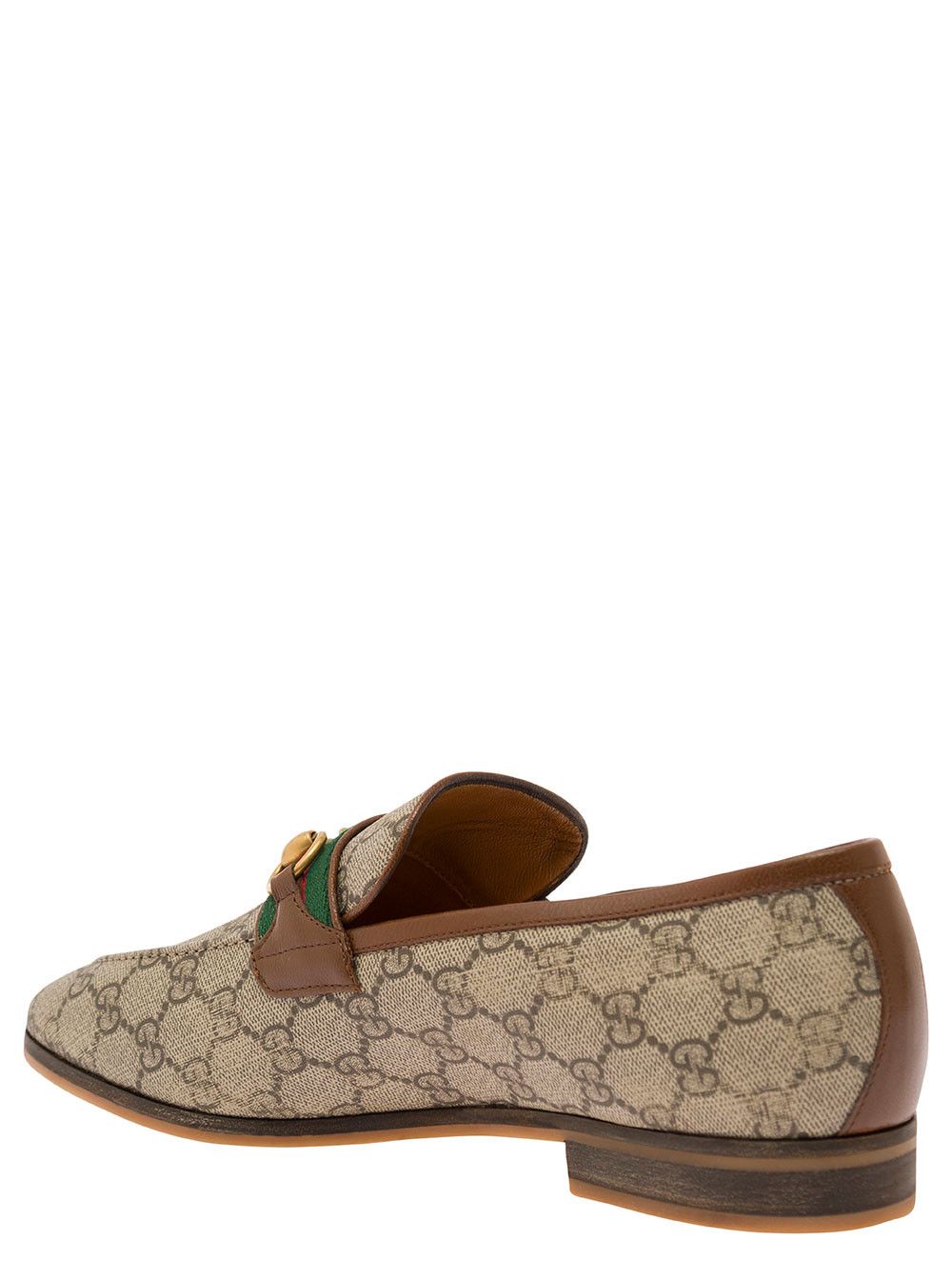 Gucci 'Paride' Beige Loafers with Horsebit and Web Detail in GG Supreme Canvas Man Size US 8 / EU 41 - 3 Thumbnail