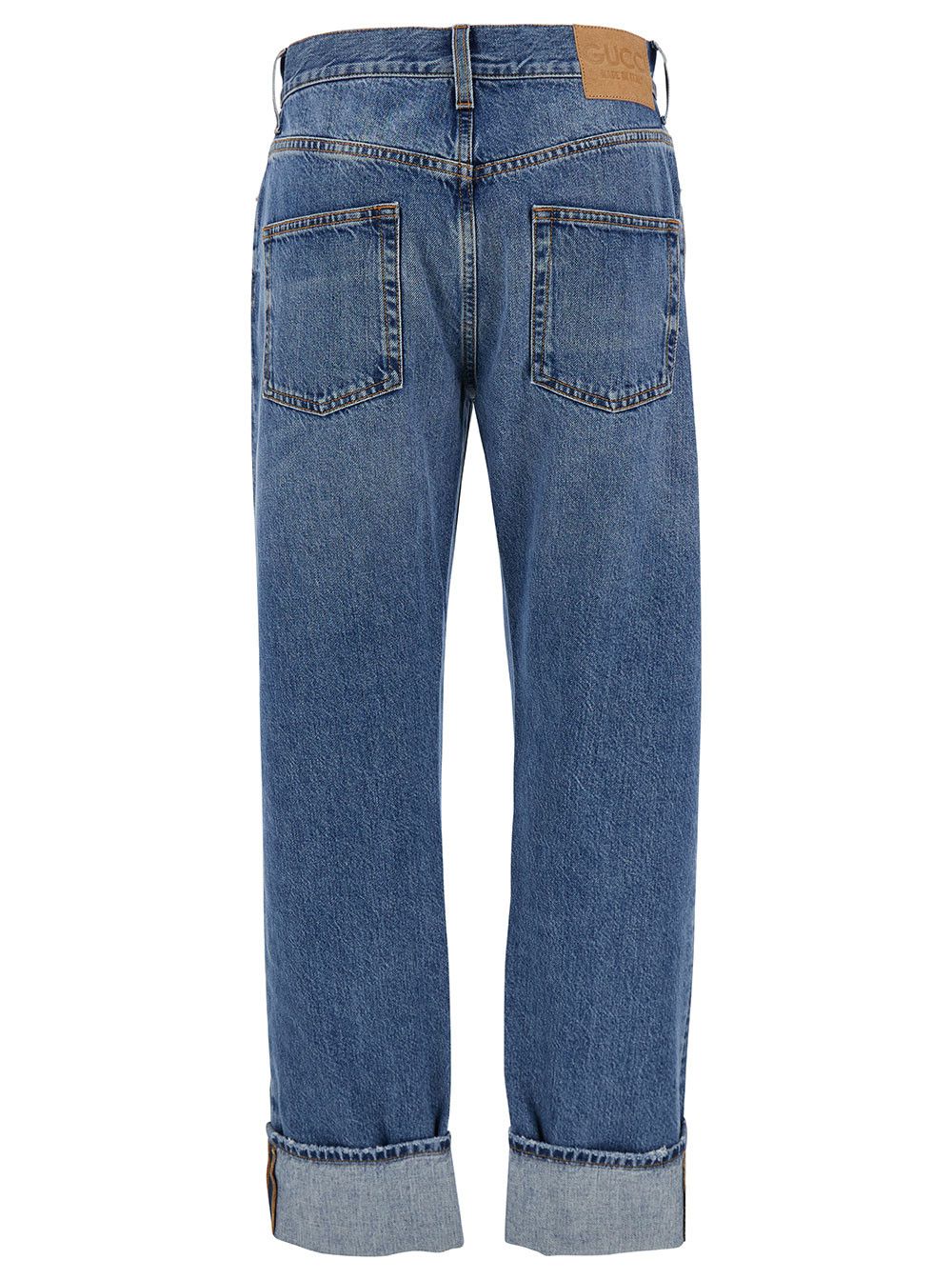 Gucci '90's' Light Blue Jeans with Horsebit Detail and Turn-Up Hem in Cotton Denim Woman Size 29" - 2 Thumbnail