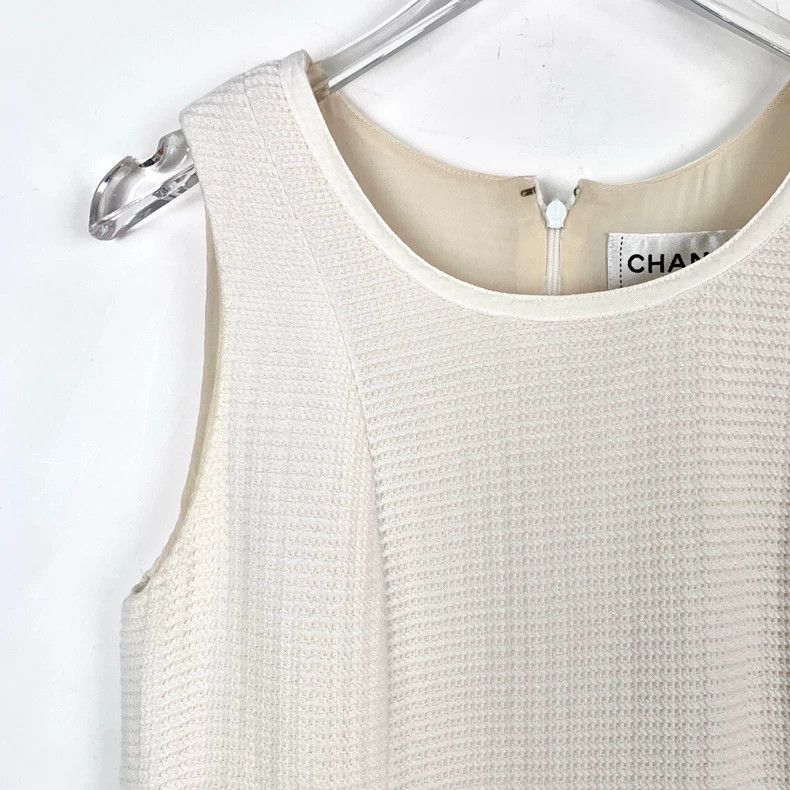 Chanel Chanel Sleeveless Cream Cotton Silk Dress-dmc Size S / US 4 / IT 40 - 3 Thumbnail