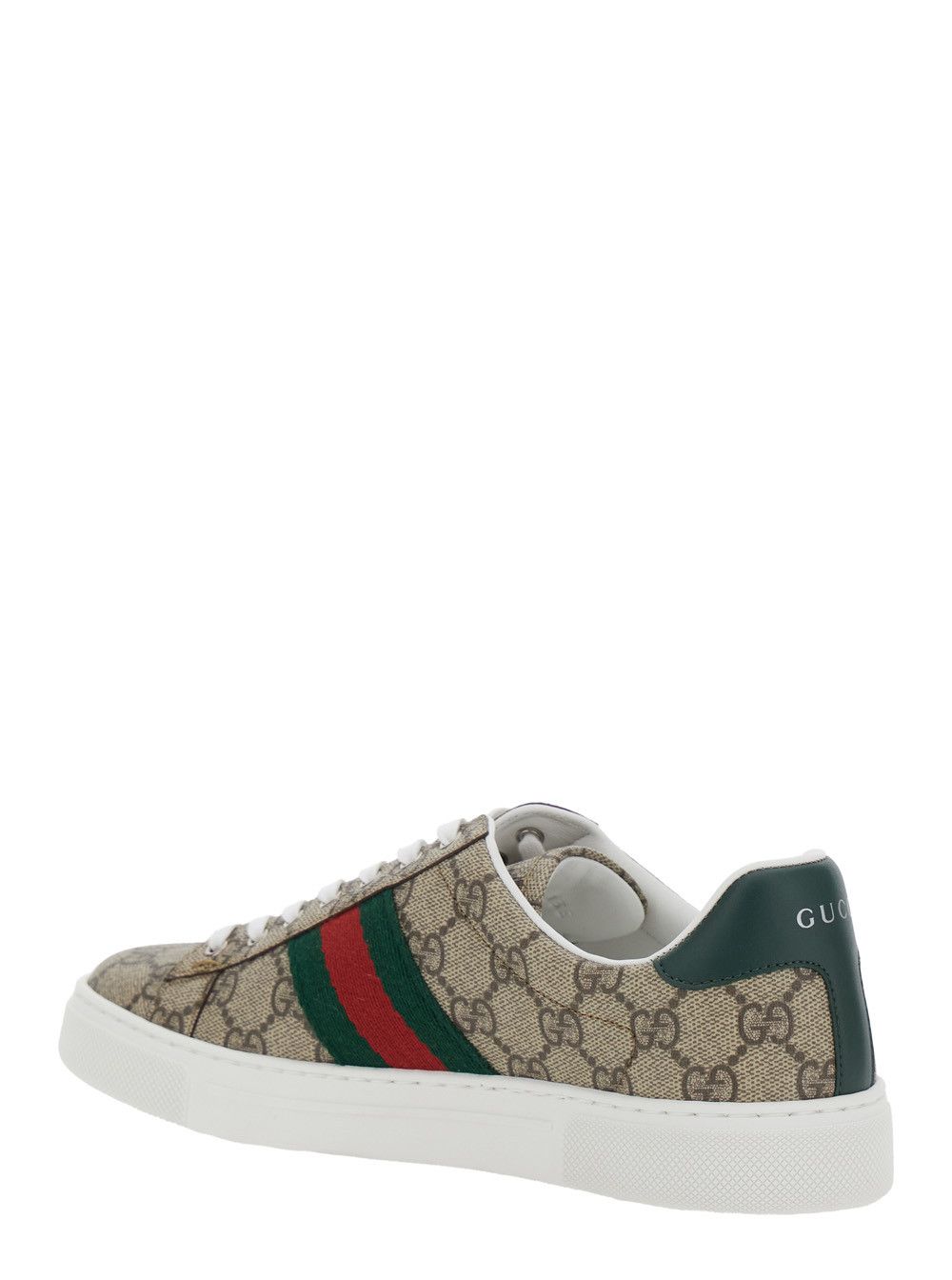 Gucci 'Gucci Ace' Beige Low Top Sneakers with Web Detail GG Supreme Canvas Woman Size US 9 / IT 39 - 3 Thumbnail