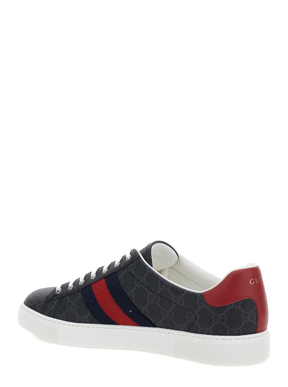 Gucci 'Gucci Ace' Black Low Top Sneakers with Web Detail GG Supreme Canvas Man Size US 12 / EU 45 - 3 Thumbnail