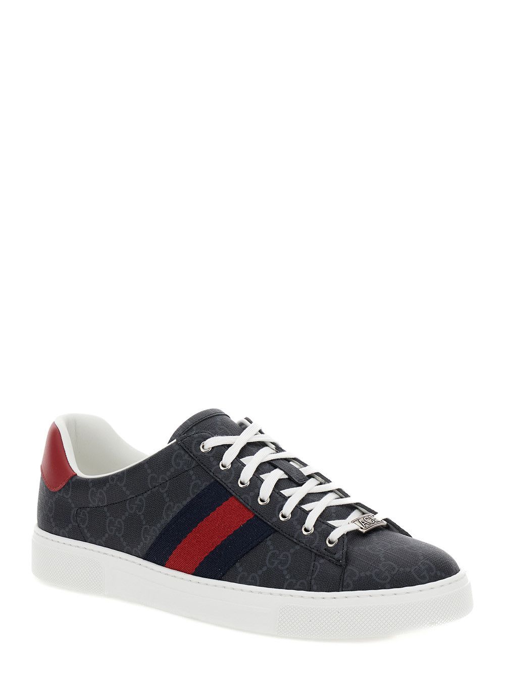 Gucci 'Gucci Ace' Black Low Top Sneakers with Web Detail GG Supreme Canvas Man Size US 12 / EU 45 - 2 Thumbnail