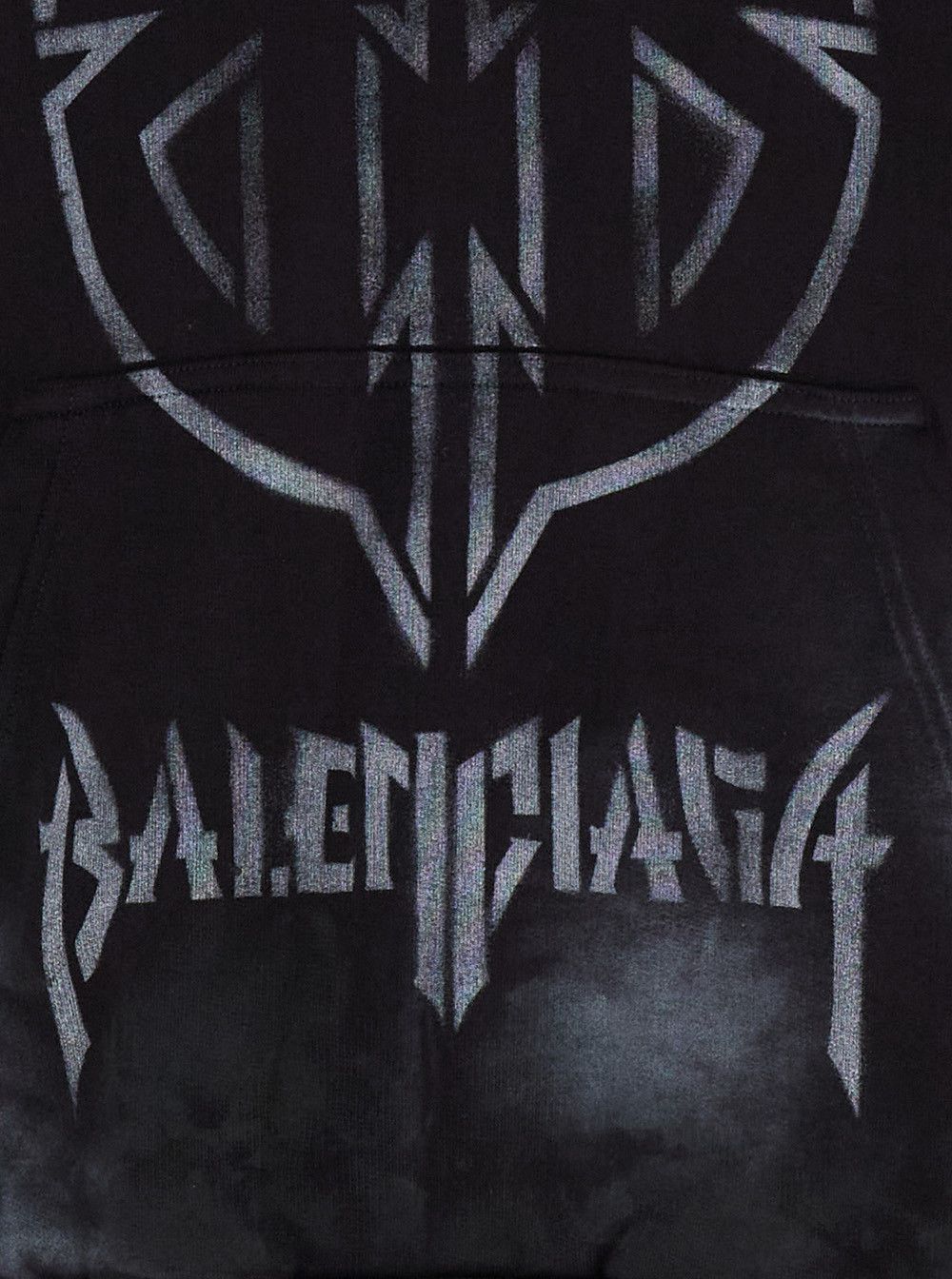 Balenciaga Black Hoodie with Metal BB Stencil Motif in Dirty Effect Cotton Man Size US XXS / EU 40 - 3 Thumbnail