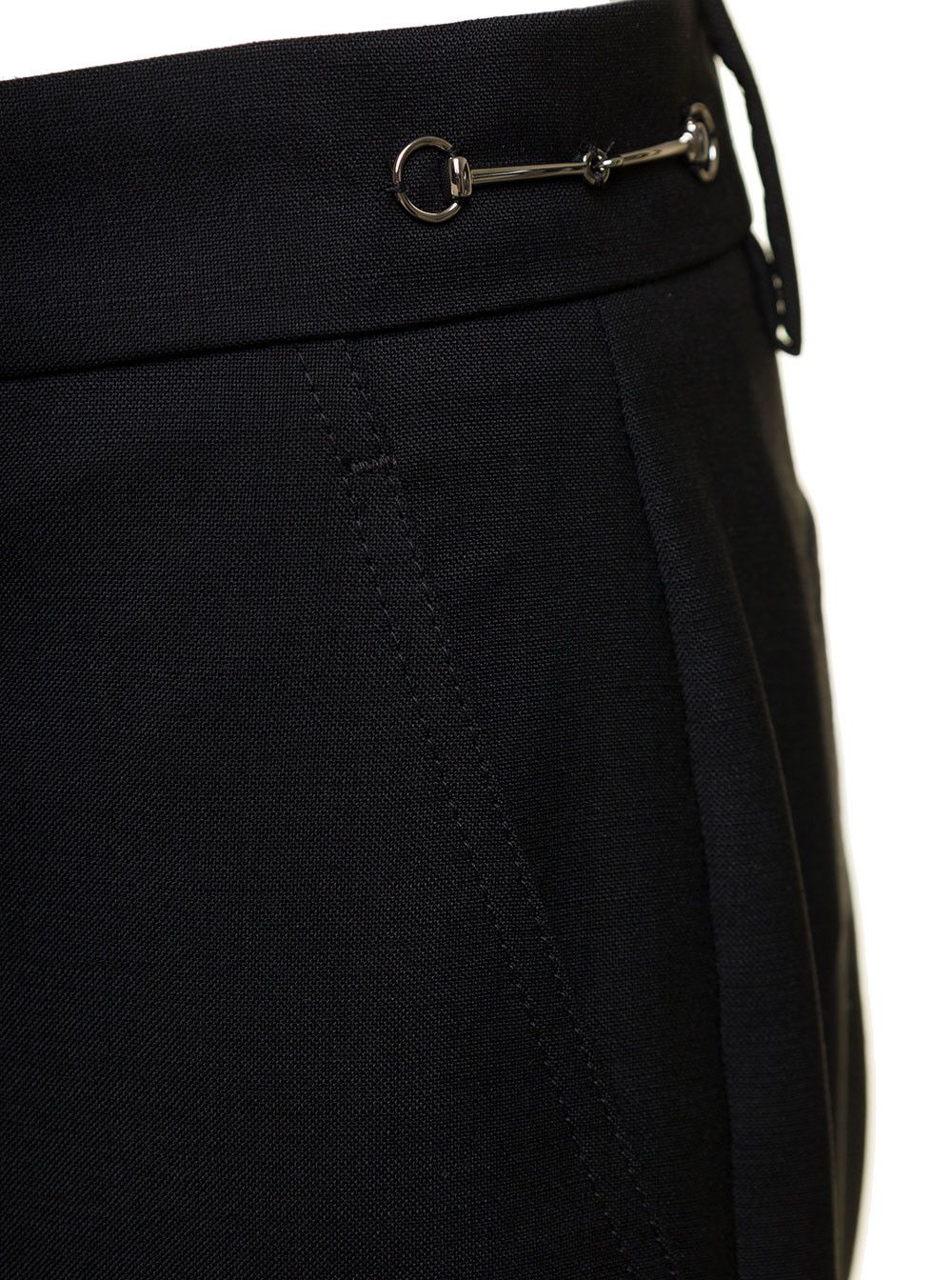 Gucci Black Slim Pants with Horsebit Detail in Mohair and Wool Woman Size 30" / US 8 / IT 44 - 3 Thumbnail