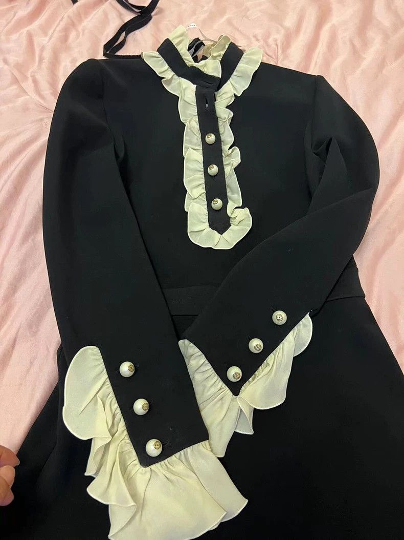 Gucci Gucci Silk Ruffle Dress with Pearls-dmc Size M / US 6-8 / IT 42-44 - 3 Thumbnail