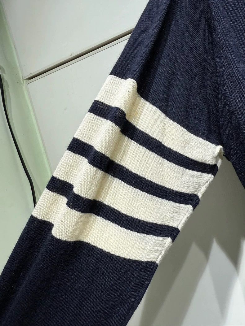 Thom Browne Thom Browne Navy Wool Cardigan with Stripes-dmc Size US M / EU 48-50 / 2 - 6 Thumbnail