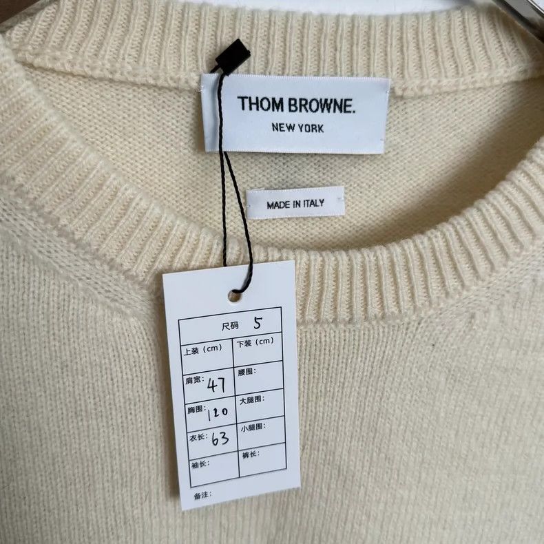 Thom Browne Thom Browne Cream Striped Wool Sweater-dmc Size US M / EU 48-50 / 2 - 3 Thumbnail
