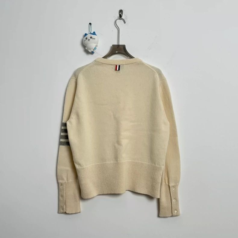 Thom Browne Thom Browne Cream Striped Wool Sweater-dmc Size US M / EU 48-50 / 2 - 2 Thumbnail
