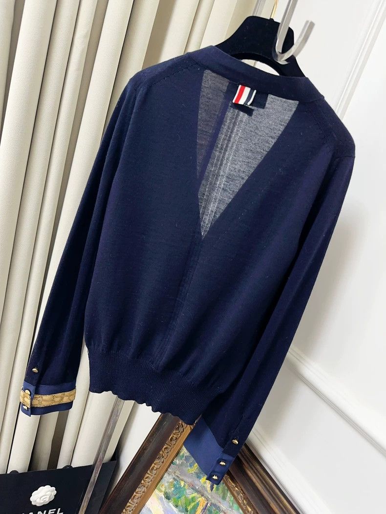 Thom Browne Thom Browne Navy V-Neck Knit Cardigan-dmc Size US M / EU 48-50 / 2 - 2 Thumbnail