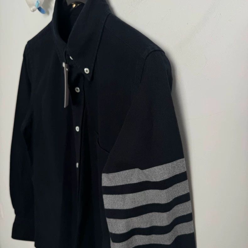 Thom Browne Thom Browne Navy Flannel Striped Shirt-dmc Size US XS / EU 42 / 0 - 4 Thumbnail