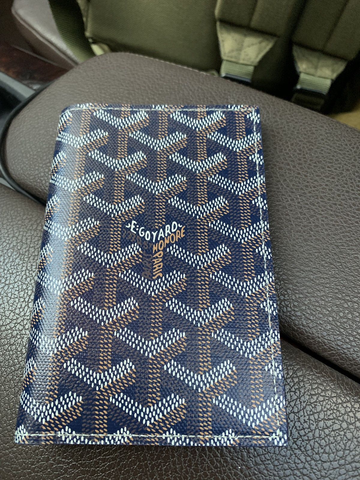 Goyard Passport Holder Chevron Navy Blue