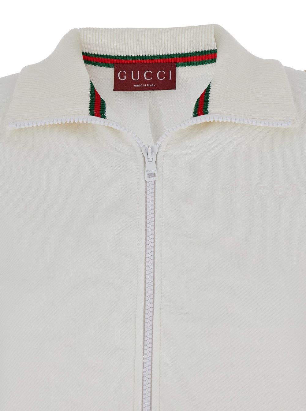 Gucci White Crop Sweatshirt with Web Detail in Polyamide Woman Size S / US 4 / IT 40 - 3 Thumbnail