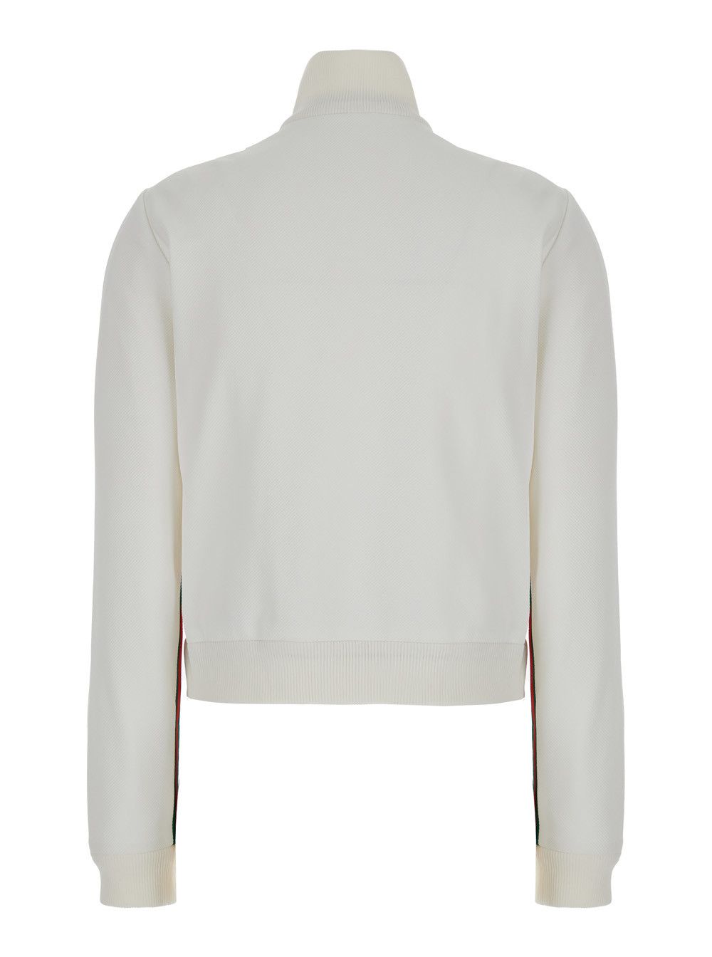 Gucci White Crop Sweatshirt with Web Detail in Polyamide Woman Size S / US 4 / IT 40 - 2 Thumbnail