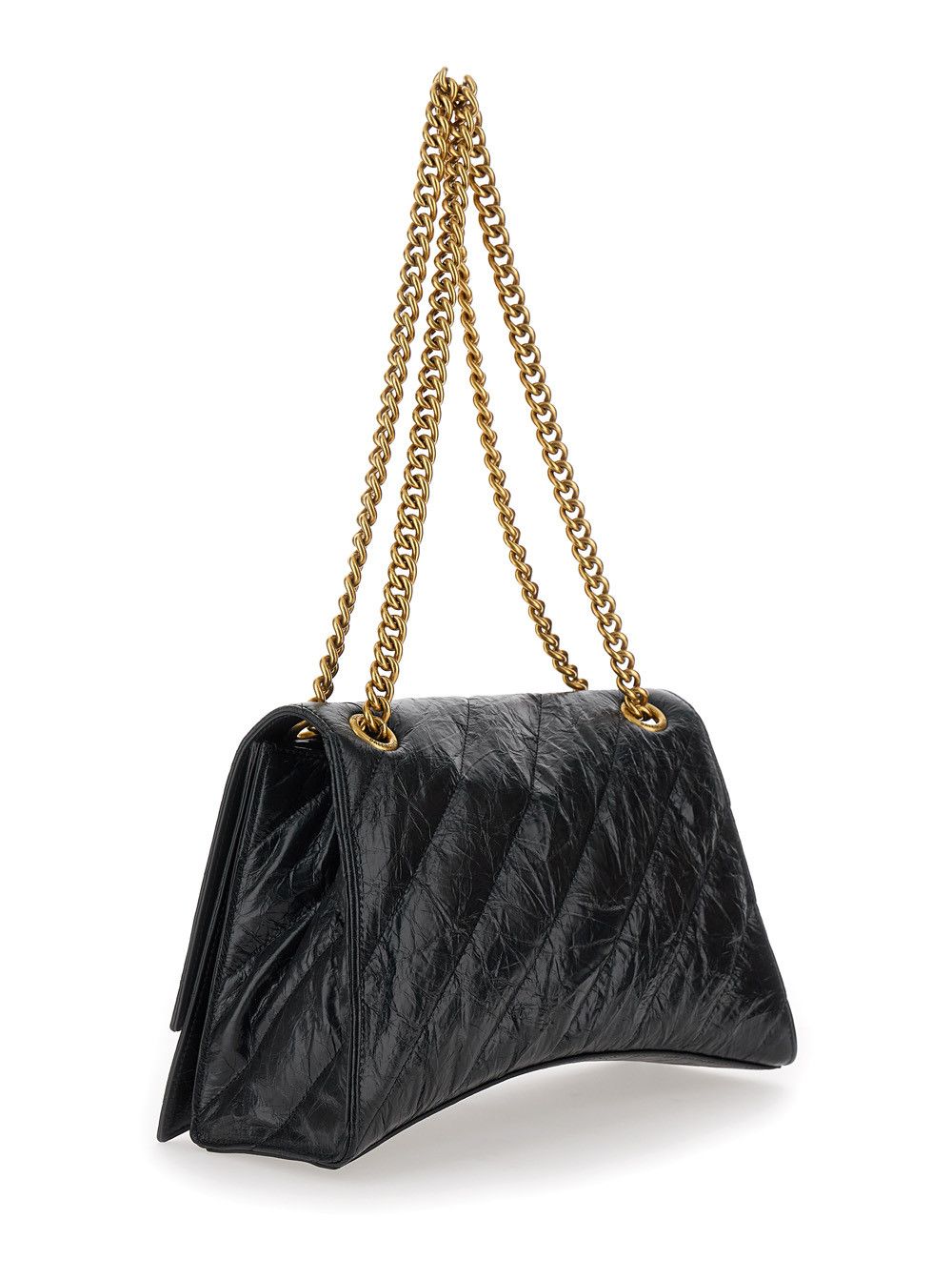 Balenciaga 'Crush M' Black Crossbody Bag with B Logo in Crush Quilted Leather Woman Size ONE SIZE - 3 Thumbnail