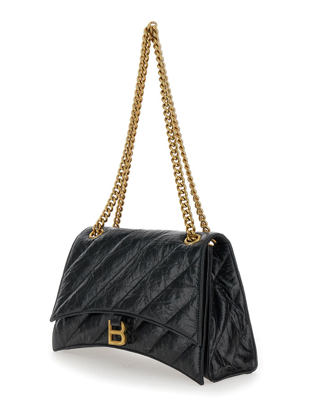 Balenciaga 'Crush M' Black Crossbody Bag with B Logo in Crush Quilted Leather Woman Size ONE SIZE - 2 Thumbnail