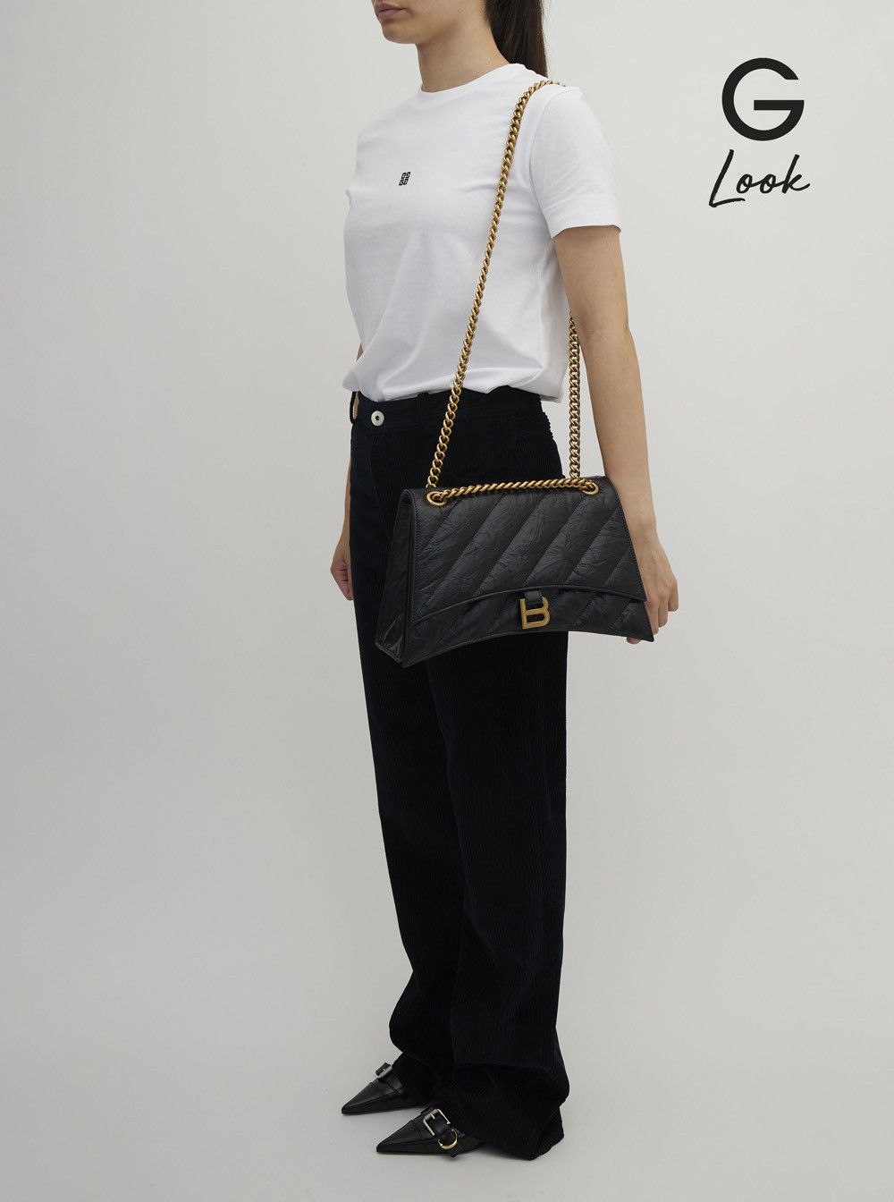 Balenciaga 'Crush M' Black Crossbody Bag with B Logo in Crush Quilted Leather Woman Size ONE SIZE - 7 Thumbnail