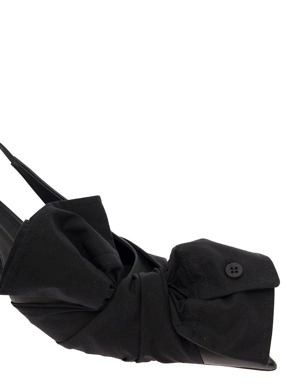 Balenciaga Black Slingback Pumps with Knot Detail in Leather and Cotton Woman Size US 7 / IT 37 - 4 Thumbnail