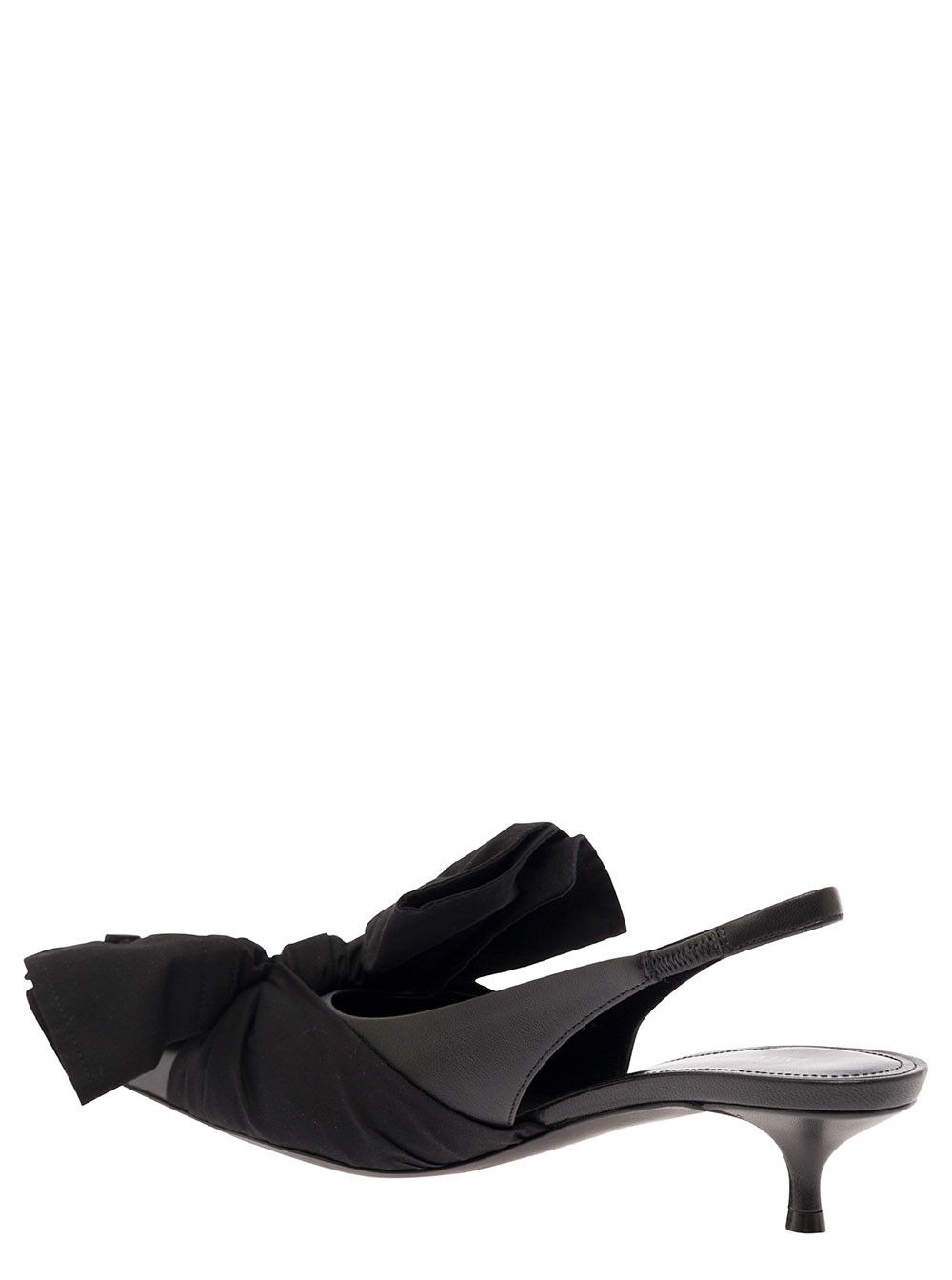 Balenciaga Black Slingback Pumps with Knot Detail in Leather and Cotton Woman Size US 10 / IT 40 - 3 Thumbnail