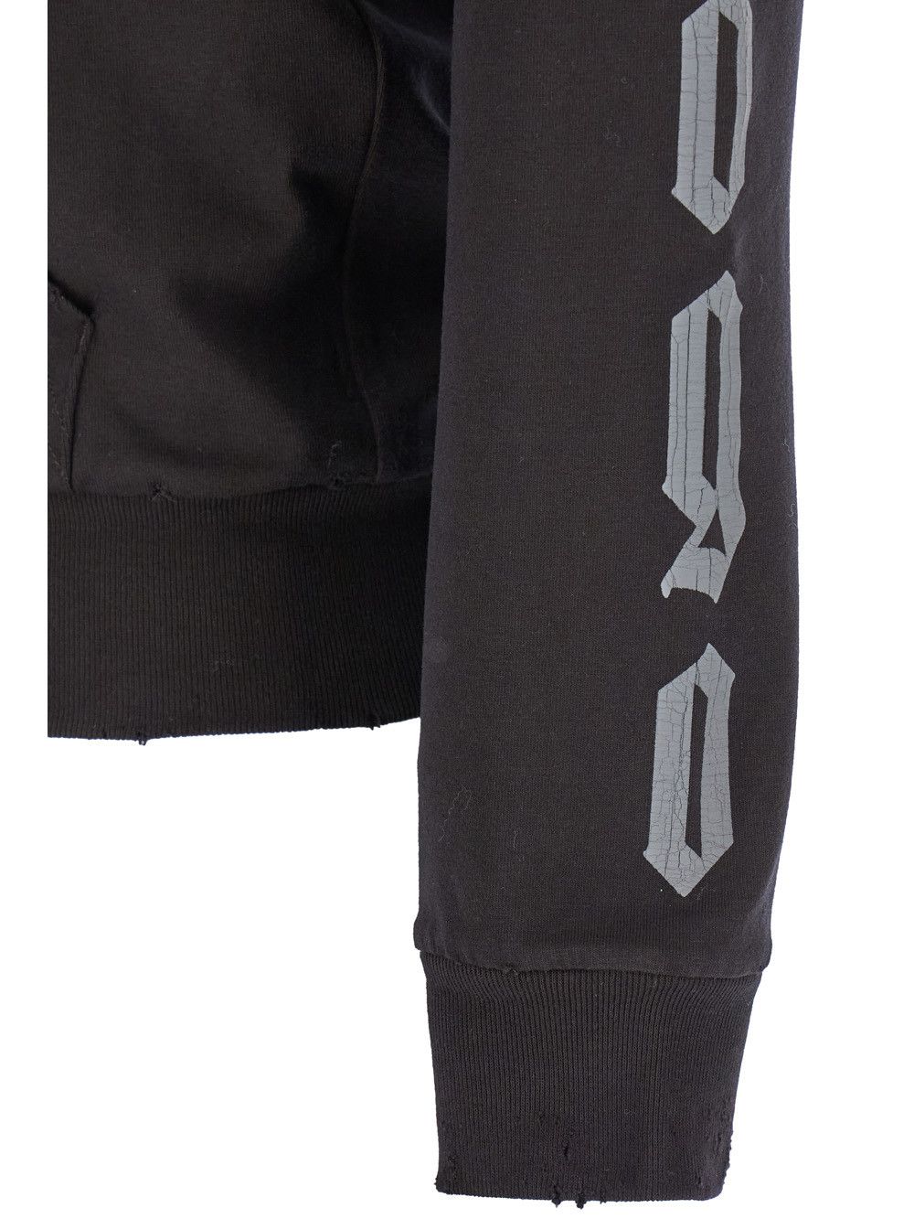 Balenciaga Black Zip-Up Hoodie with No Logo Gothic Print in Jersey Woman Size L / US 10 / IT 46 - 3 Thumbnail