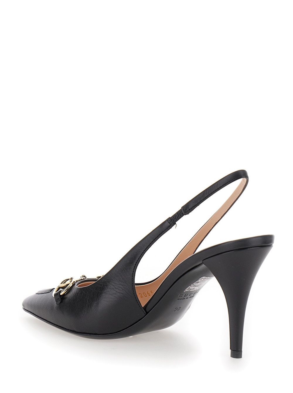 Gucci 'Erin' Black Slingback Pumps with Horsebit Detail in Leather Woman Size US 7.5 / IT 37.5 - 3 Thumbnail