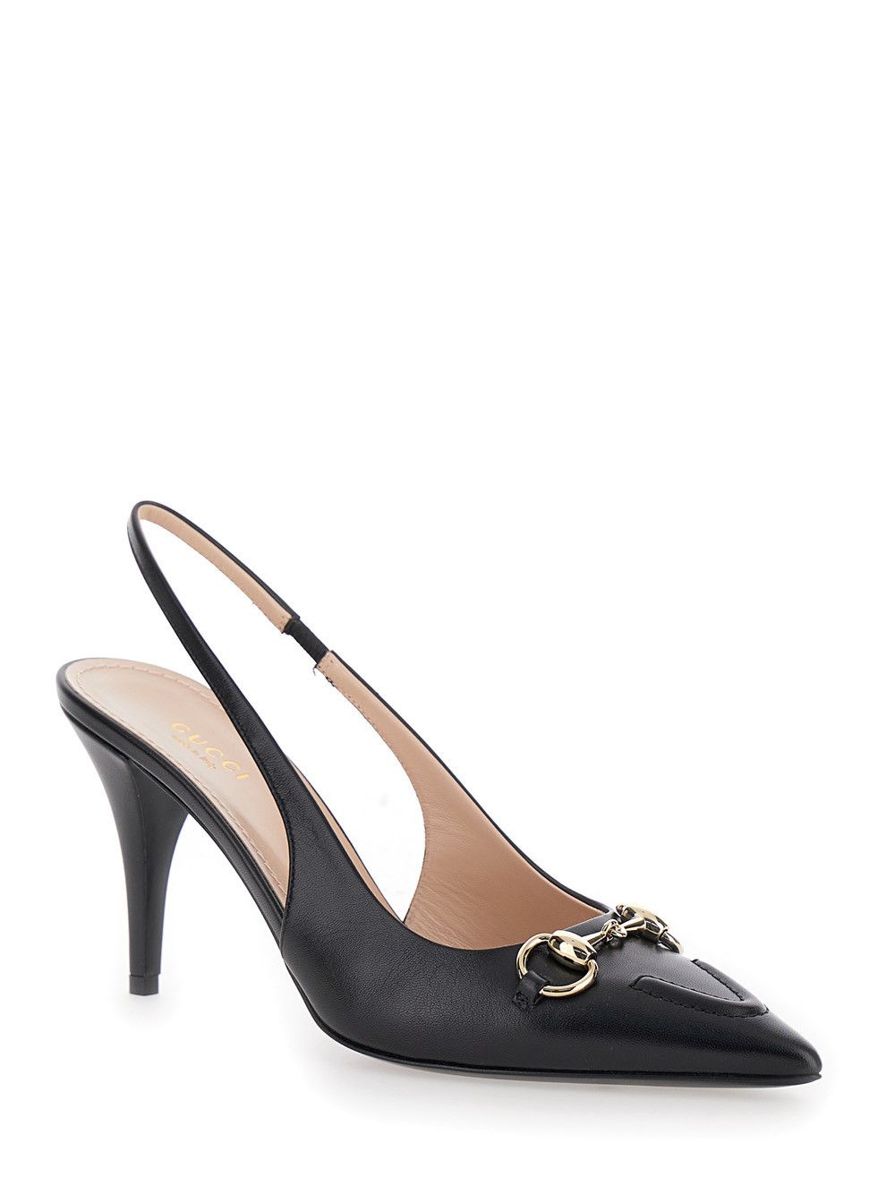 Gucci 'Erin' Black Slingback Pumps with Horsebit Detail in Leather Woman Size US 7.5 / IT 37.5 - 2 Thumbnail