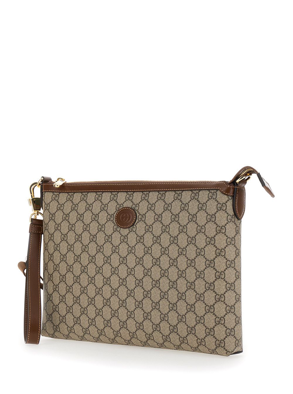 Gucci Beige and Ebony Pouch with GG Patch in GG Supreme Canvas Man Size ONE SIZE - 5 Thumbnail