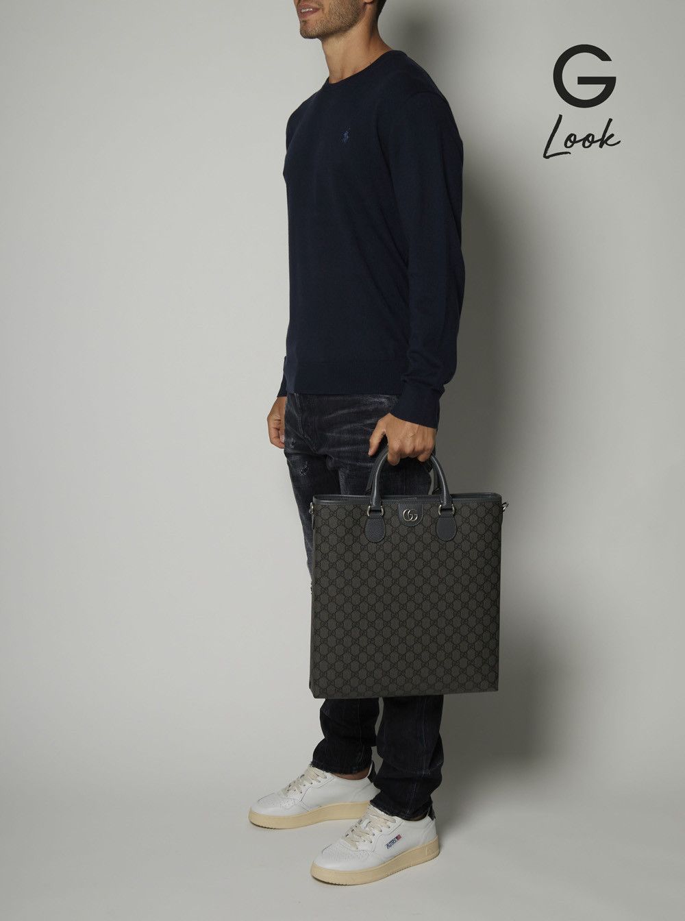 Gucci 'Ophidia GG Media' Black and Grey Tote Bag in GG Supreme Canvas Man Size ONE SIZE - 7 Thumbnail