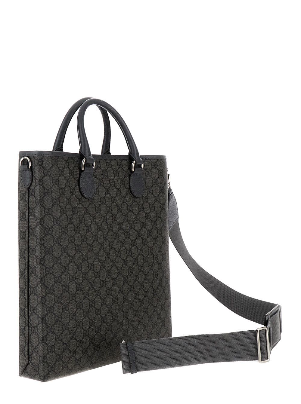 Gucci 'Ophidia GG Media' Black and Grey Tote Bag in GG Supreme Canvas Man Size ONE SIZE - 3 Thumbnail