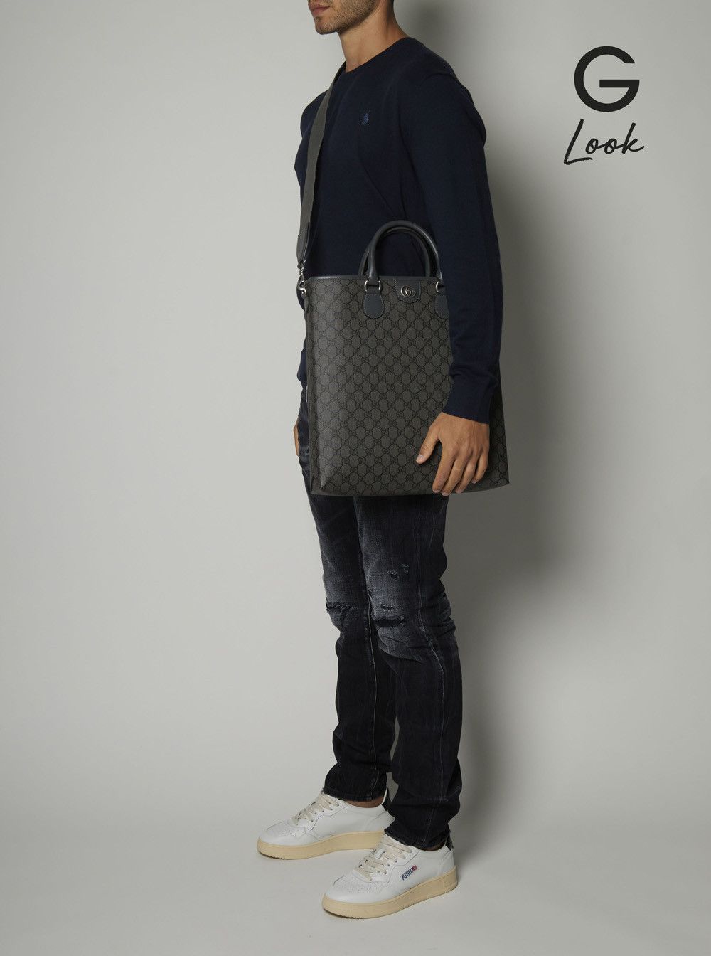 Gucci 'Ophidia GG Media' Black and Grey Tote Bag in GG Supreme Canvas Man Size ONE SIZE - 6 Thumbnail