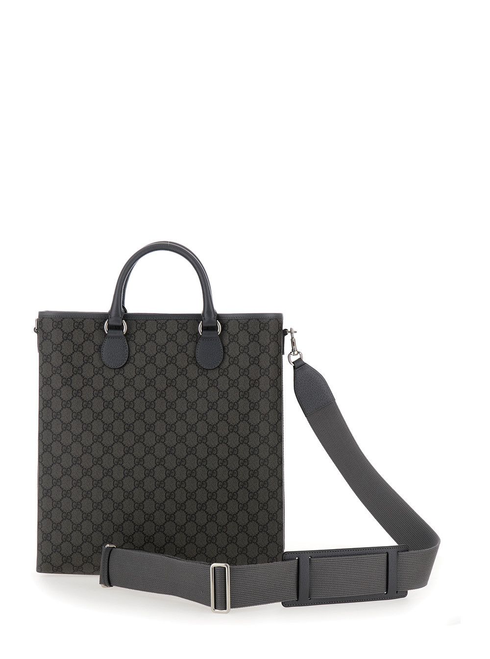 Gucci 'Ophidia GG Media' Black and Grey Tote Bag in GG Supreme Canvas Man Size ONE SIZE - 4 Thumbnail