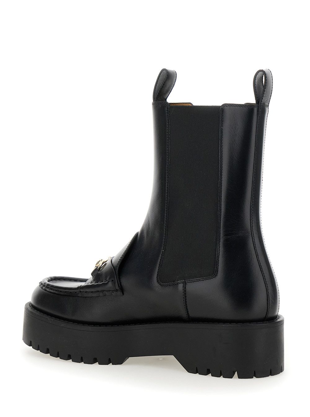 Gucci Black Ankle Boots with Horsebit and Lug Sole in Leather Woman Size US 8 / IT 38 - 3 Thumbnail