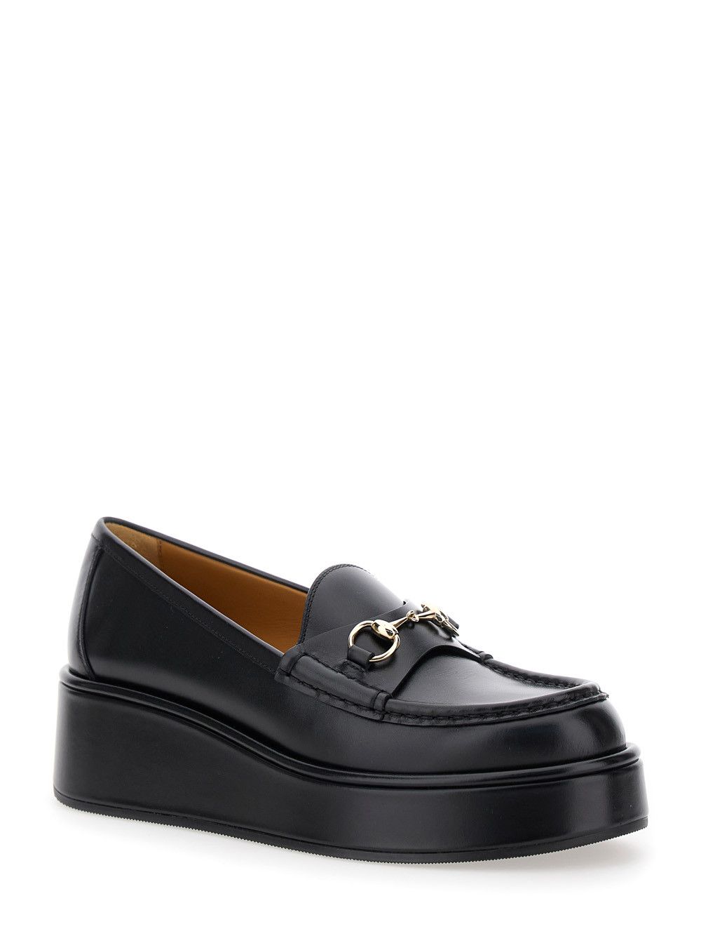 Black Loafers with Oversized Platform in Leather Woman Womenswear