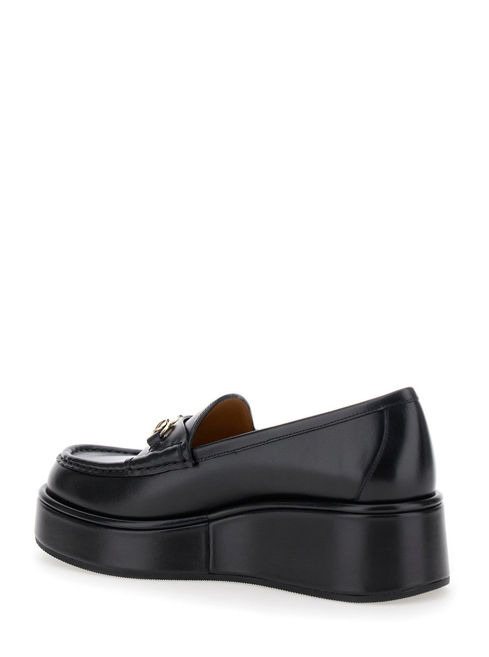 Black Loafers with Oversized Platform in Leather Woman Womenswear