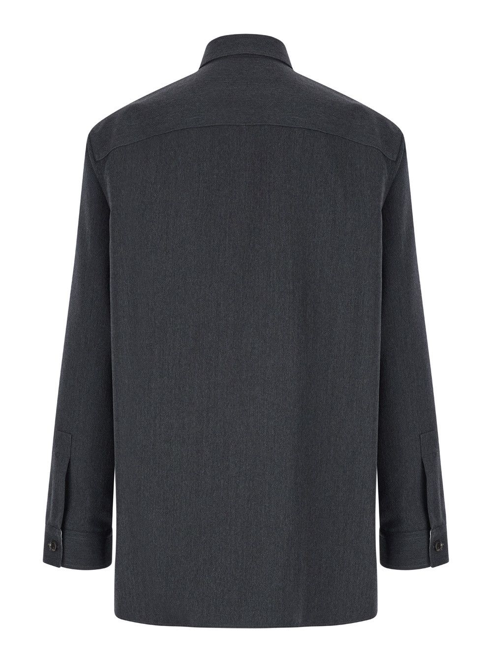 Gucci Grey Shirt with Pointed Collar in Wool Man Size US M / EU 48-50 / 2 - 2 Thumbnail