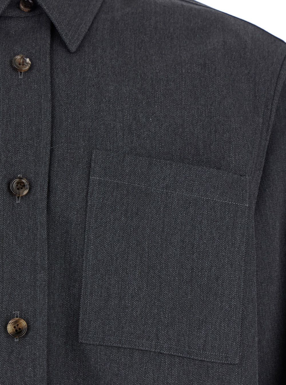 Gucci Grey Shirt with Pointed Collar in Wool Man Size US M / EU 48-50 / 2 - 3 Thumbnail