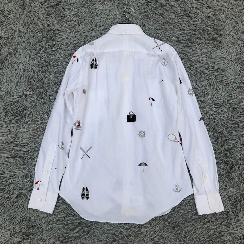 Thom Browne Thom Browne Embroidered White Button-Up Shirt-dmc Size US M / EU 48-50 / 2 - 5 Thumbnail