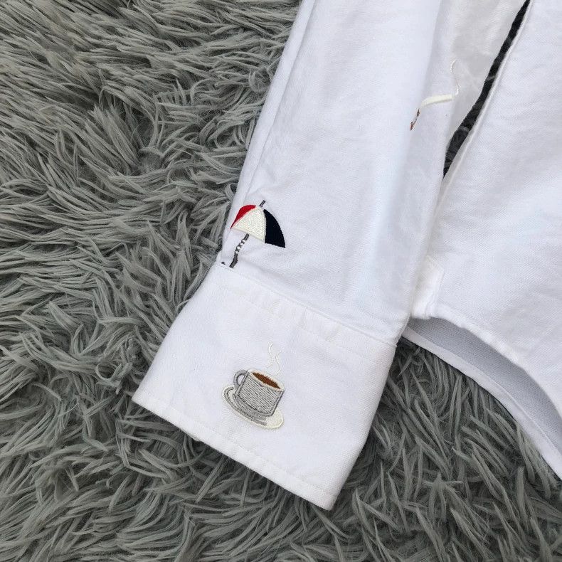 Thom Browne Thom Browne Embroidered White Button-Up Shirt-dmc Size US M / EU 48-50 / 2 - 4 Thumbnail