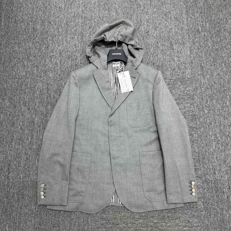 Thom Browne Gray Hooded Suit Jacket by Thom Browne-dmc Size US M / EU 48-50 / 2 - 2 Thumbnail