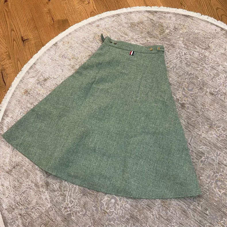 Thom Browne Thom Browne Green Wool Midi Skirt-dmc Size US 31 - 2 Thumbnail