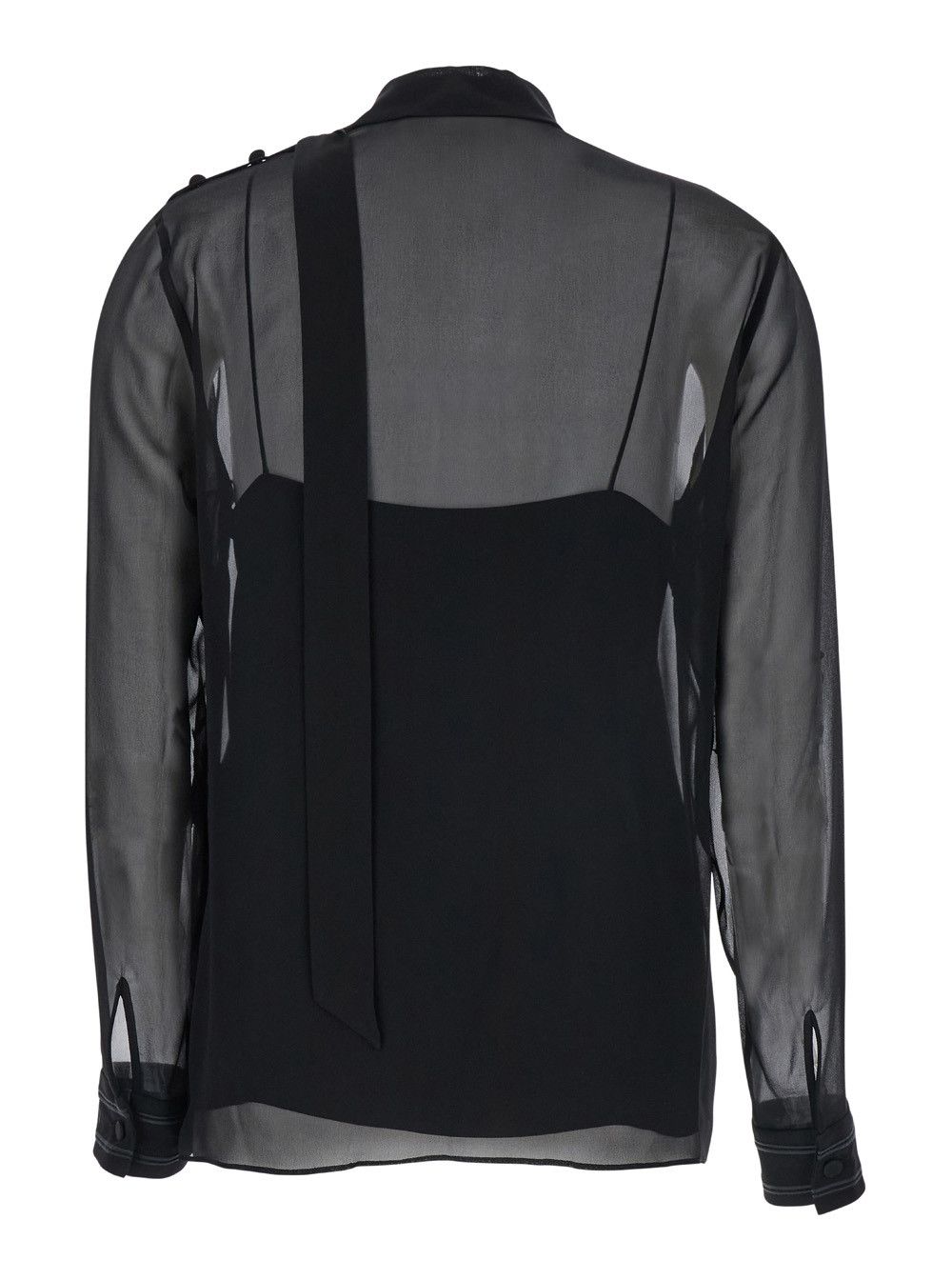 Gucci Black Blouse with High Pussy Bow Neck in Silk Georgette Woman Size M / US 6-8 / IT 42-44 - 2 Thumbnail