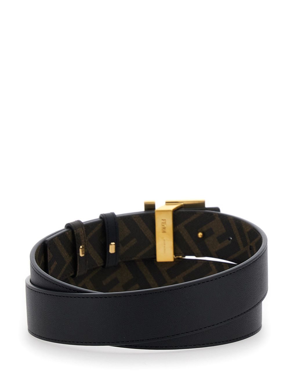 Fendi Brown Reversible Belt with FF Buckle in Leather Man Size ONE SIZE - 3 Thumbnail
