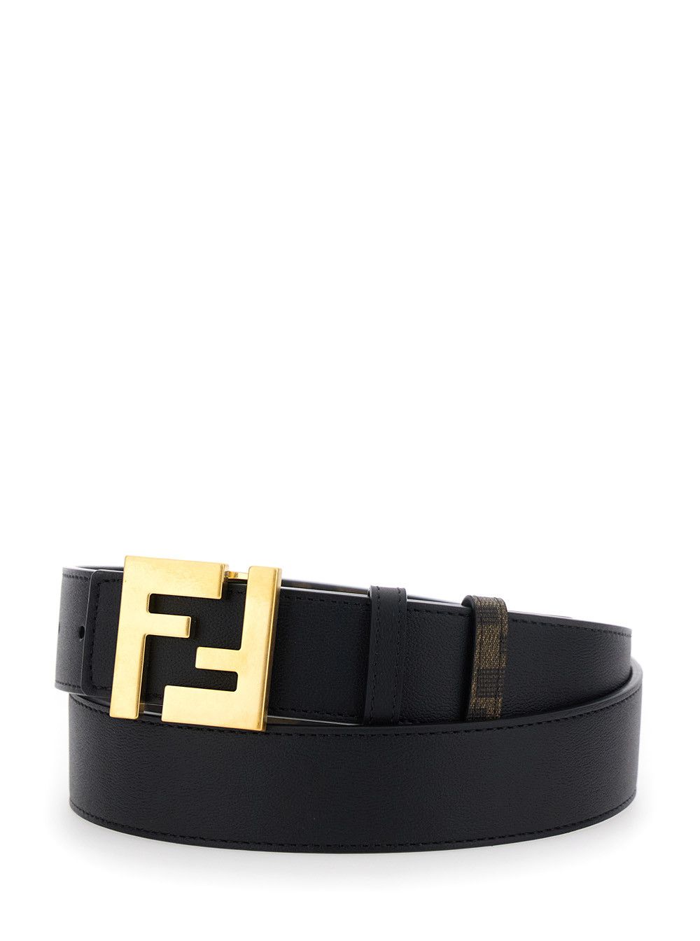 Fendi Brown Reversible Belt with FF Buckle in Leather Man Size ONE SIZE - 2 Thumbnail