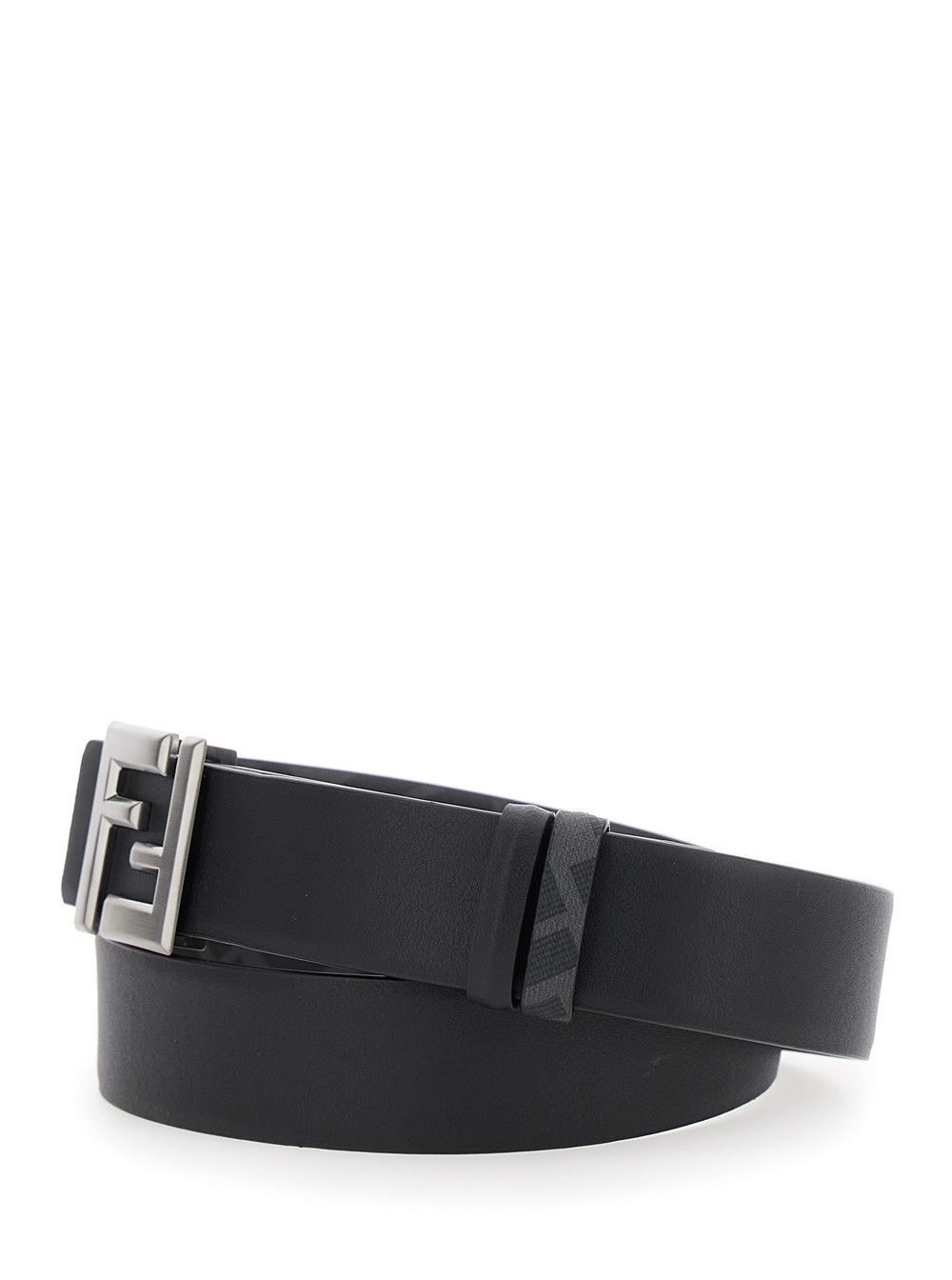 Fendi Black Reversible Belt with FF Buckle in Leather for Men Size ONE SIZE - 2 Thumbnail