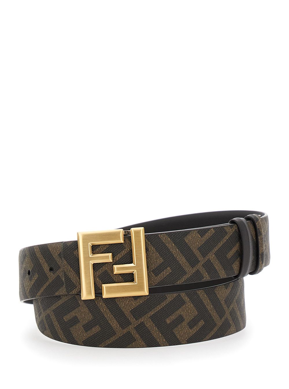 Fendi Brown Reversible Belt with FF Buckle in Leather for Men Size ONE SIZE - 4 Thumbnail