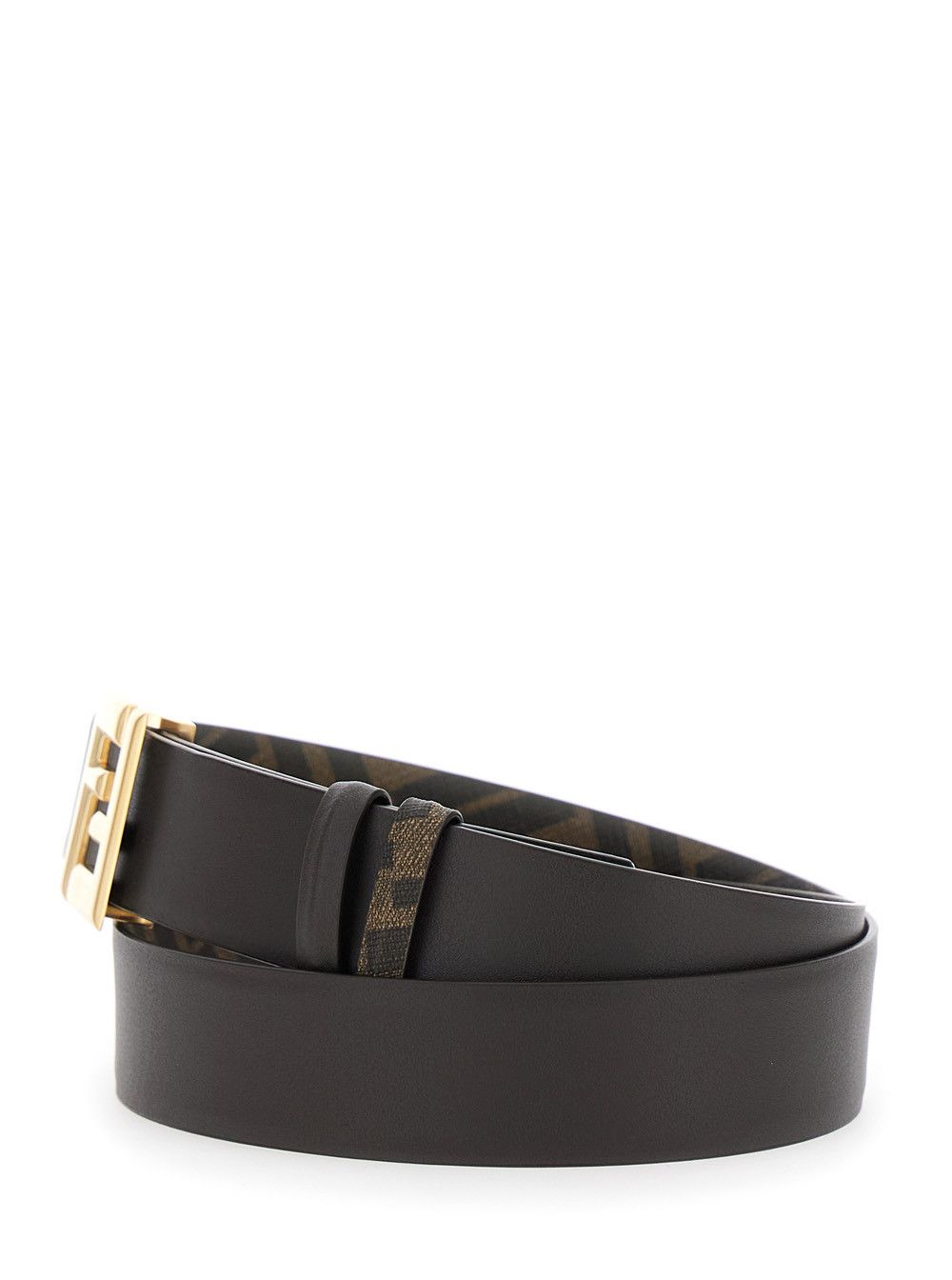 Fendi Brown Reversible Belt with FF Buckle in Leather for Men Size ONE SIZE - 2 Thumbnail