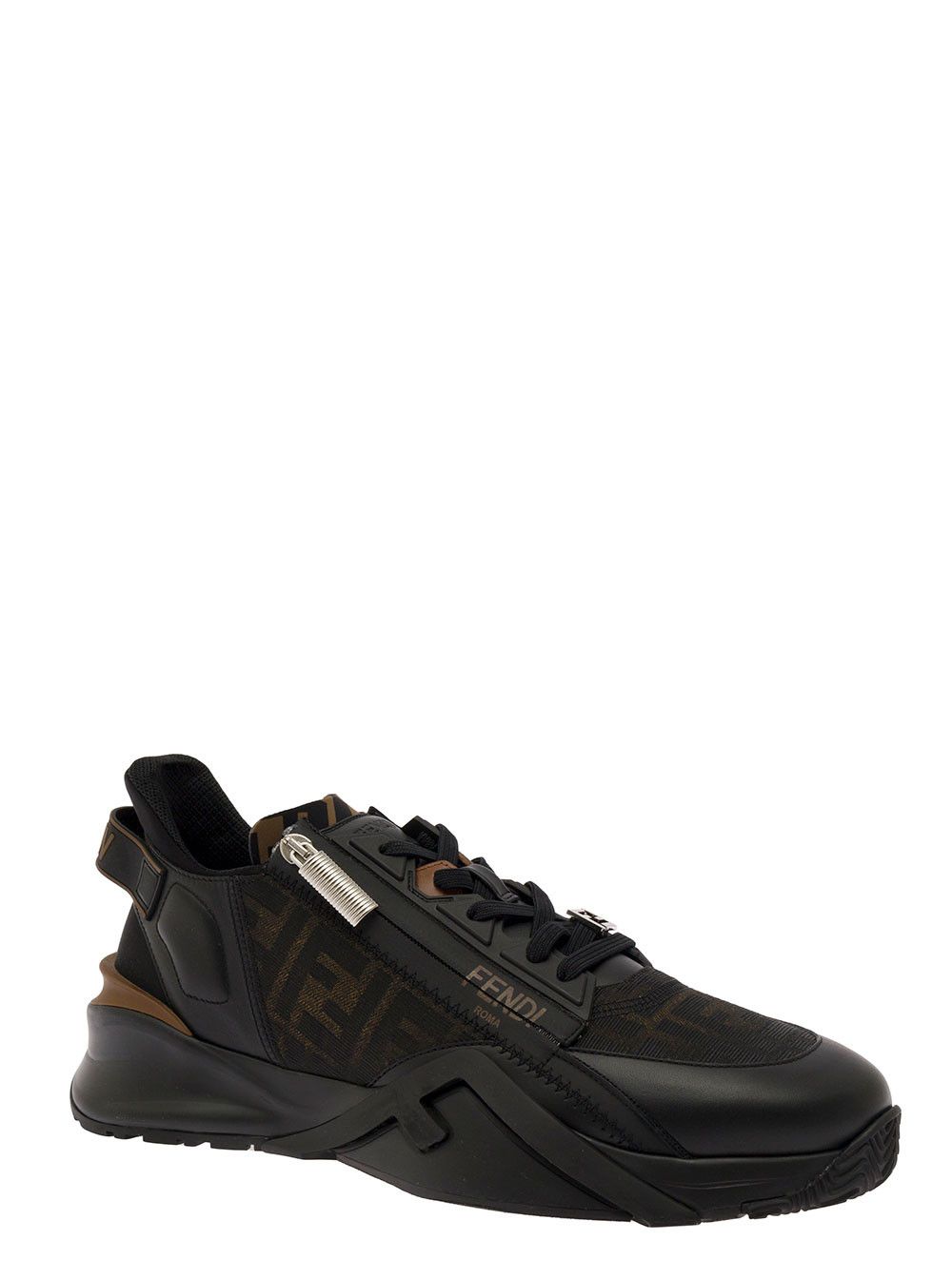Fendi 'Fendi Flow' Black Low Sneakers with Diagonal F Detail in Fabric Man Size US 7 / EU 40 - 2 Thumbnail
