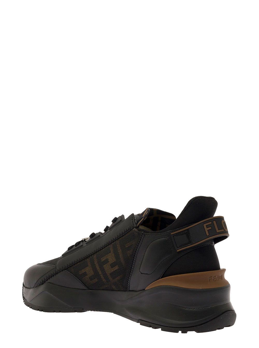 Fendi 'Fendi Flow' Black Low Sneakers with Diagonal F Detail in Fabric Man Size US 10 / EU 43 - 3 Thumbnail