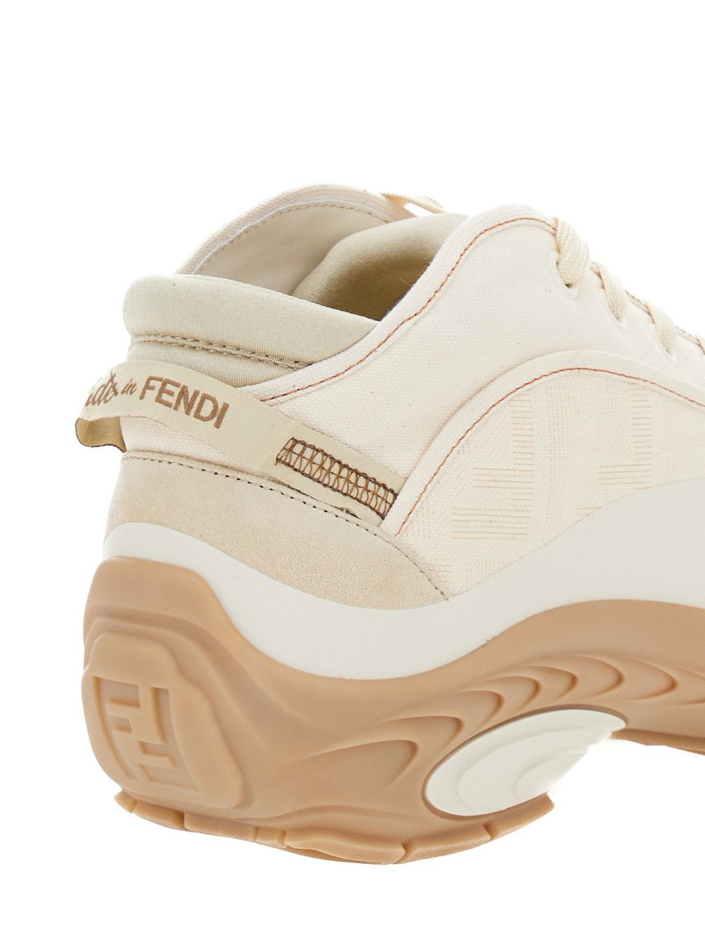 Fendi 'Fendi Lab' White Mid Top Sneakers with Fendi Shadow Motif in Cotton Man Size US 10 / EU 43 - 4 Thumbnail